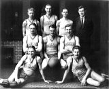1924 Team. Coach Foster, Ted Burgy holding the ball, others identified are Gerald Dooley, Laurance Marty...